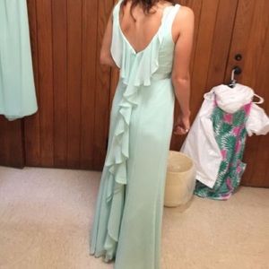 David’s Bridal Mint Long Bridesmaid Dress